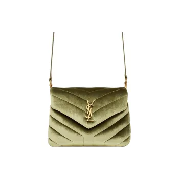 SAINT LAURENT LOULOU Velvet Cloud Bag Pillow Bag Chain Crossbody Bag Shoulder Bag Women's Light Olive