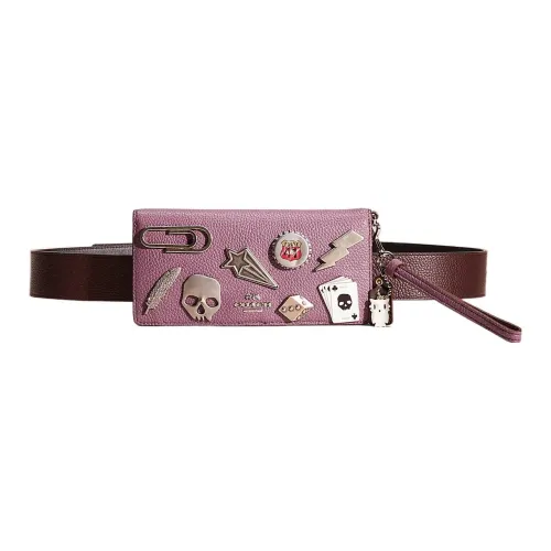 COACH Belt Leather One Shoulder Crossbody Fanny Pack Small Size Women's Purple