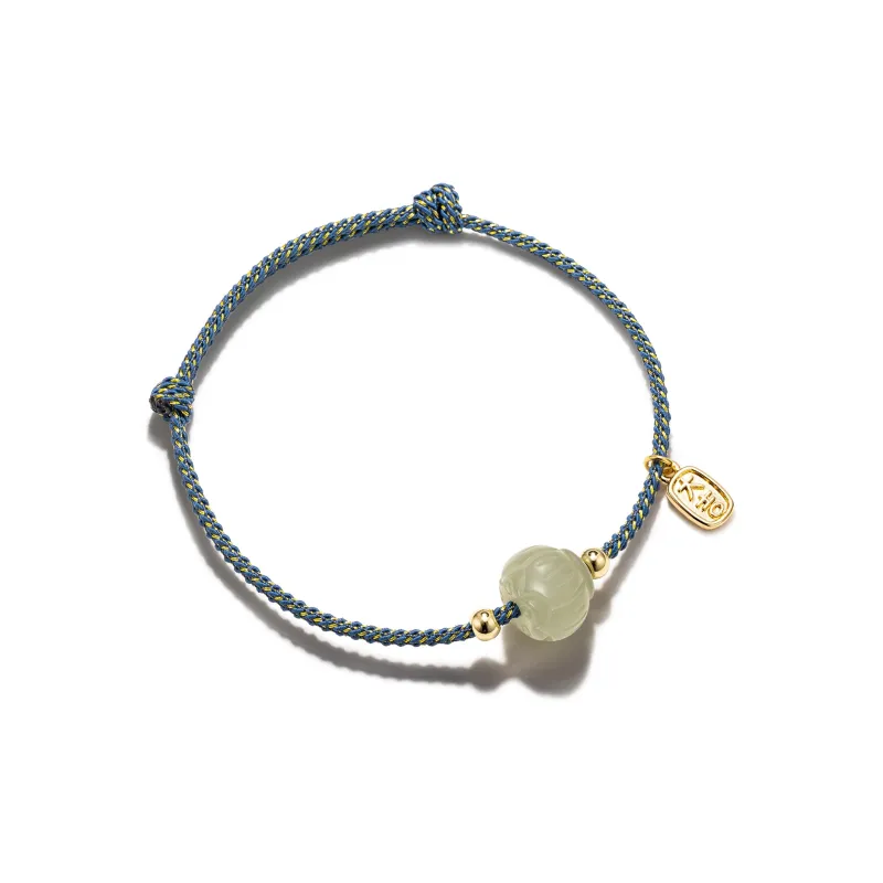 North Cain Hetian Jade Alloy Braided String Hetian Jade Bracelets Unisex Pale Greenish White Jade-1