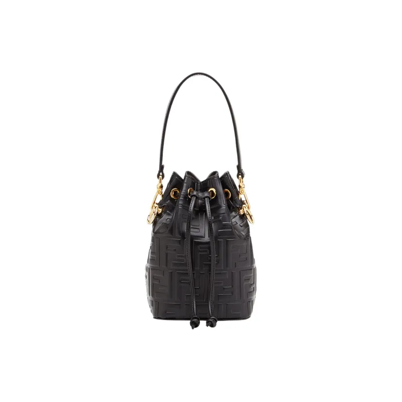 FENDI Mon Tresor Calfskin Bucket Bag, Shoulder Bag, Crossbody Bag, Handbag Mini Women's Black-0