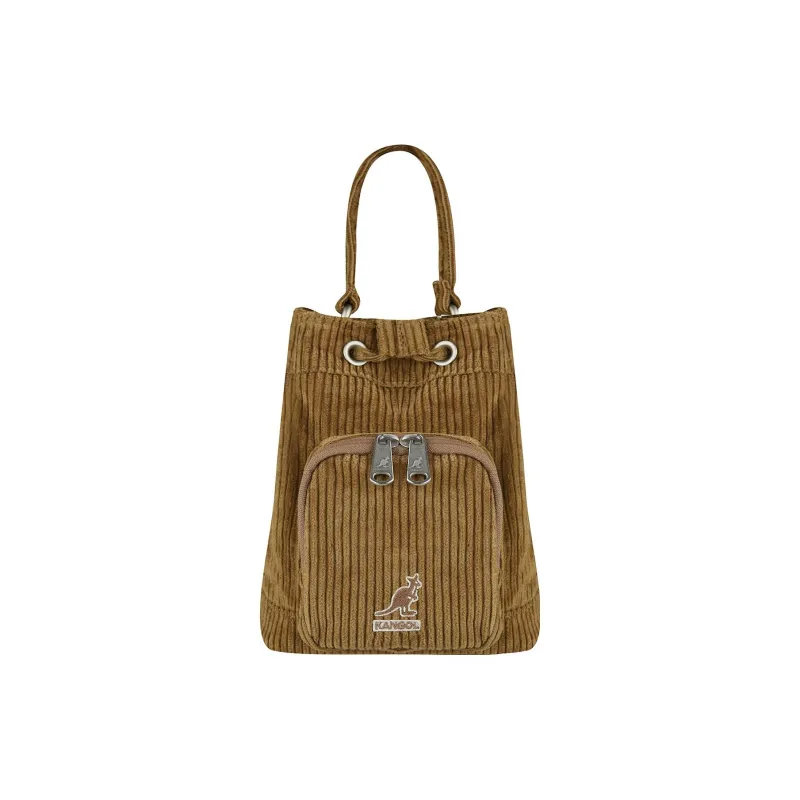 KANGOL Corduroy Bucket Bags One Shoulder Handbags Unisex Brown-1