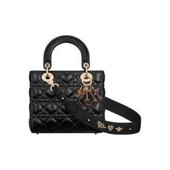 DIOR Lady DiorMy ABCDior Sheepskin Daisie Bag Portable Crossbody Bag Shoulder Bag Small Size Women's Black