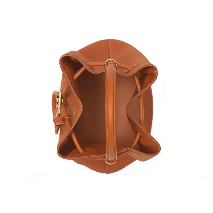 Burberry Textured Calfskin Bucket Bag Crossbody Bag Small Size Women's Brown-2