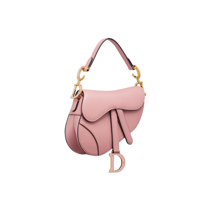 DIOR Saddle Smooth Cow Leather Saddle Bag Shoulder Bag Crossbody Bag Handbag Mini Women's Vintage Pink-1