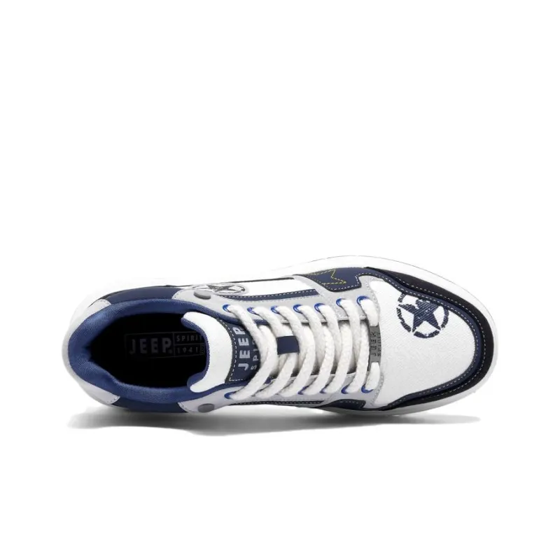 JEEP SPIRIT Skateboard Shoes Men Low Top Polar White Furious Sea Blue-3