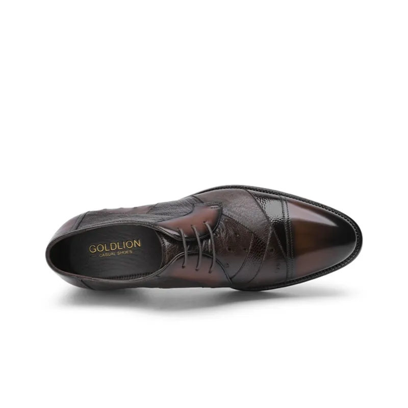 GOLDLION Dress Shoes Men Low Top Black/Gray-7