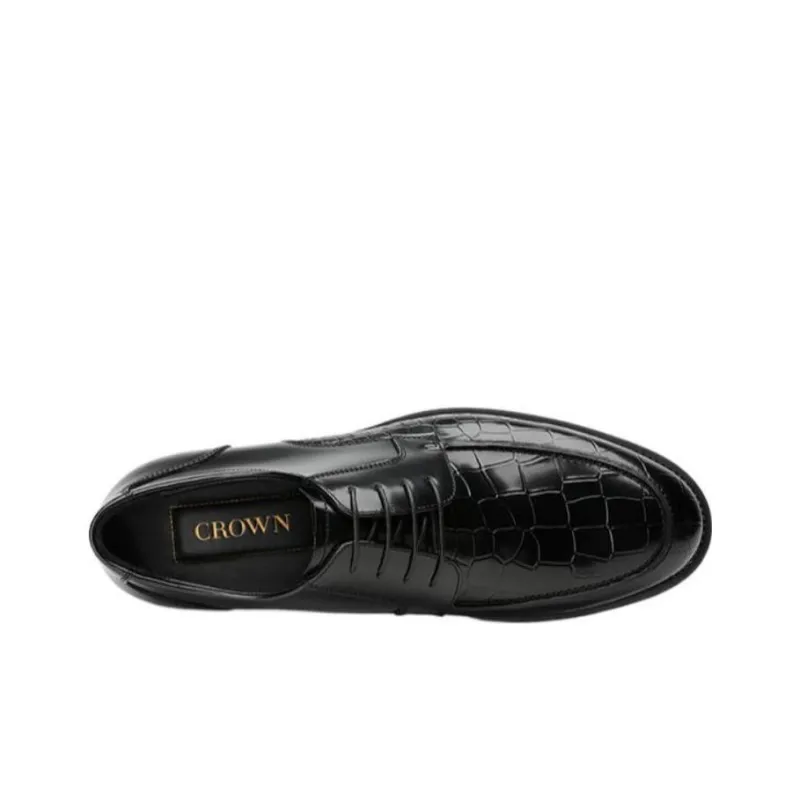 CROWN Dress Shoes Men Low Top Black-3