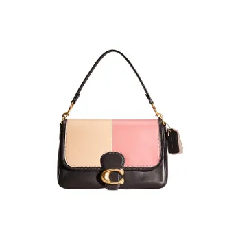 COACH Tabby Quilted Leather Messenger Bag, Handbag, Shoulder Bag Women's Black & Milk Tea Pink