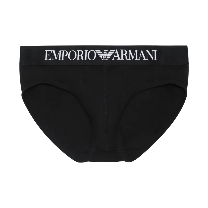 EMPORIO ARMANI Two pack Of Ribbed Cotton Briefs With Logo Band-0