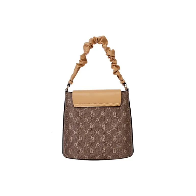 Hush Puppies Synthetic Leather Shoulder Bag Medium Size Women's Khaki/Beige Apricot/Coffee-3