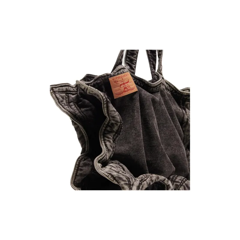 YProject Denim Handbag Women's Black Gray Color-2