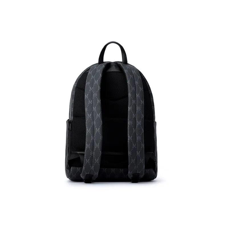 FION Artificial Leather Bonded Fabric Material Backpack Medium Size Men's Black-4