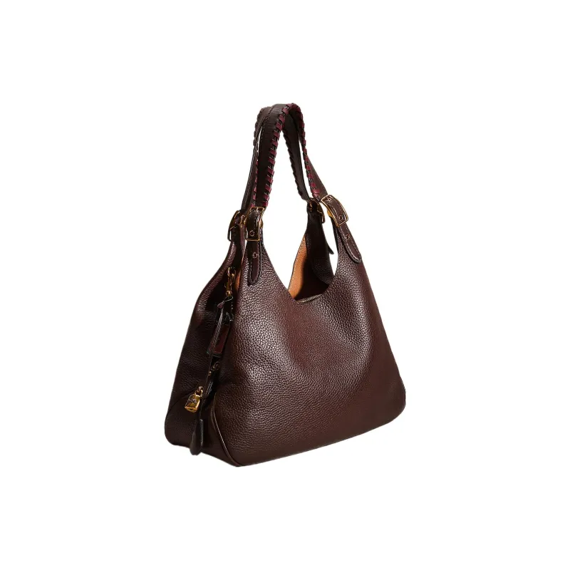 COACH Cass Glove Tanned Leather Hobo Bag, Handbag, Shoulder Bag Women's Brass With Oak-1