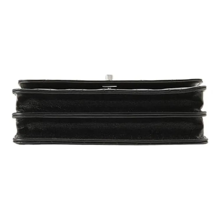 CHANEL Bright Color Wrinkle Calfskin Handheld Shoulder Bag, Crossbody Bag Women's Black-2