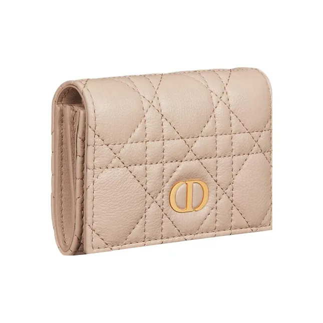 DIOR Caro Calfskin Wallet Extra Small Women's Caramel Beige-1