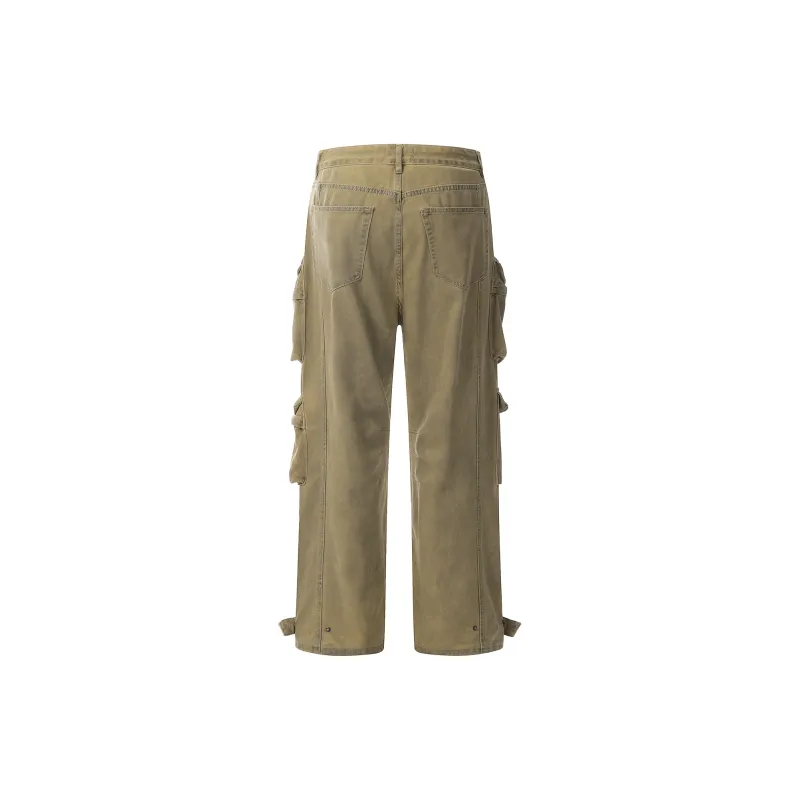 MT99 Casual Pants Unisex Trendy Dirty Beige Gray-5