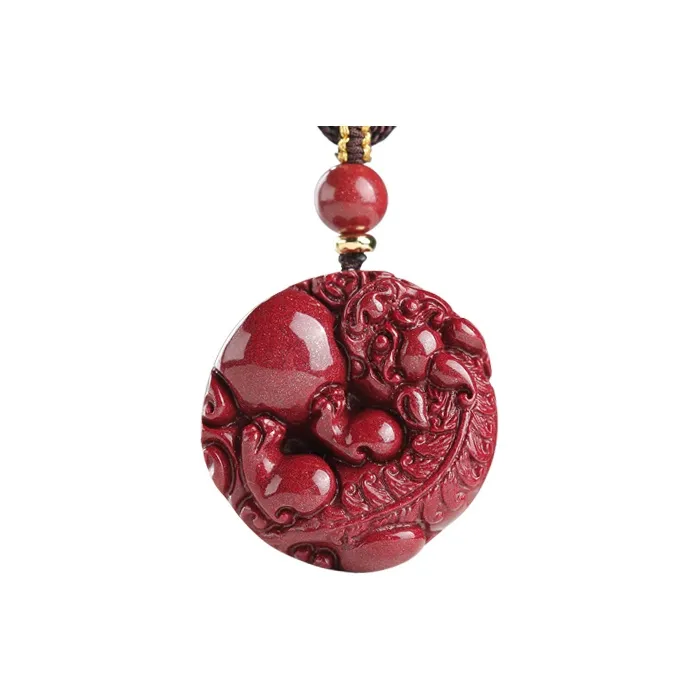 With The Heart Of The Jade Reconstructed Cinnabar Jade Necklaces Unisex-0