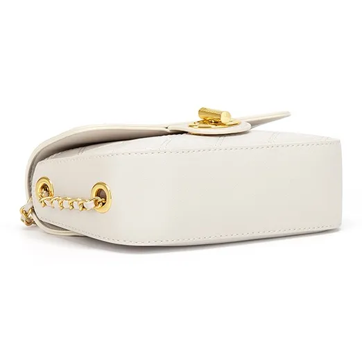 Simvay Clos Cow Leather With Microfiber Shoulder Bag Trumpets Women's White Diamond Pattern-4