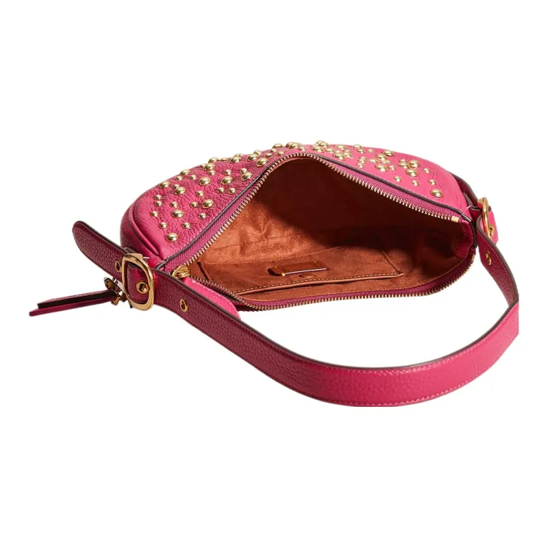COACH Luna Leather Shoulder Bag, Handbag, Shoulder Bag Large Size Women's Watermelon Red-2