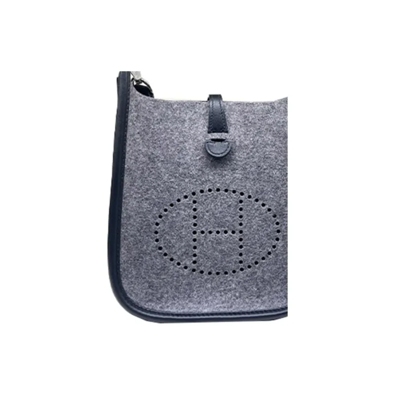 HERMES Evelyne Swift Calfskin With Velvet Fabric Shoulder Bag Crossbody Bag Mini Women's Light Blue-1