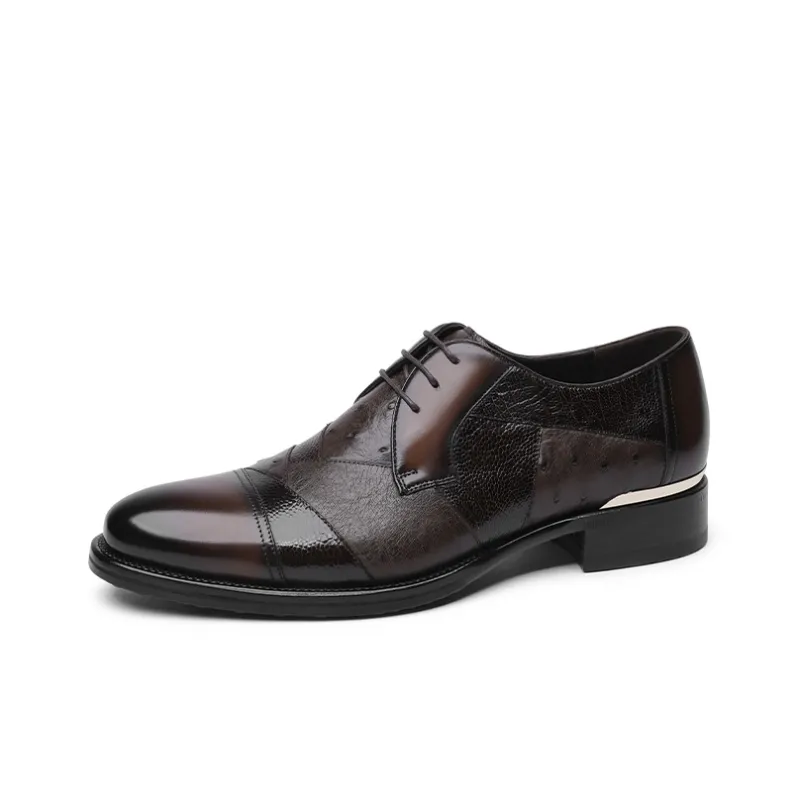 GOLDLION Dress Shoes Men Low Top Black/Gray-6
