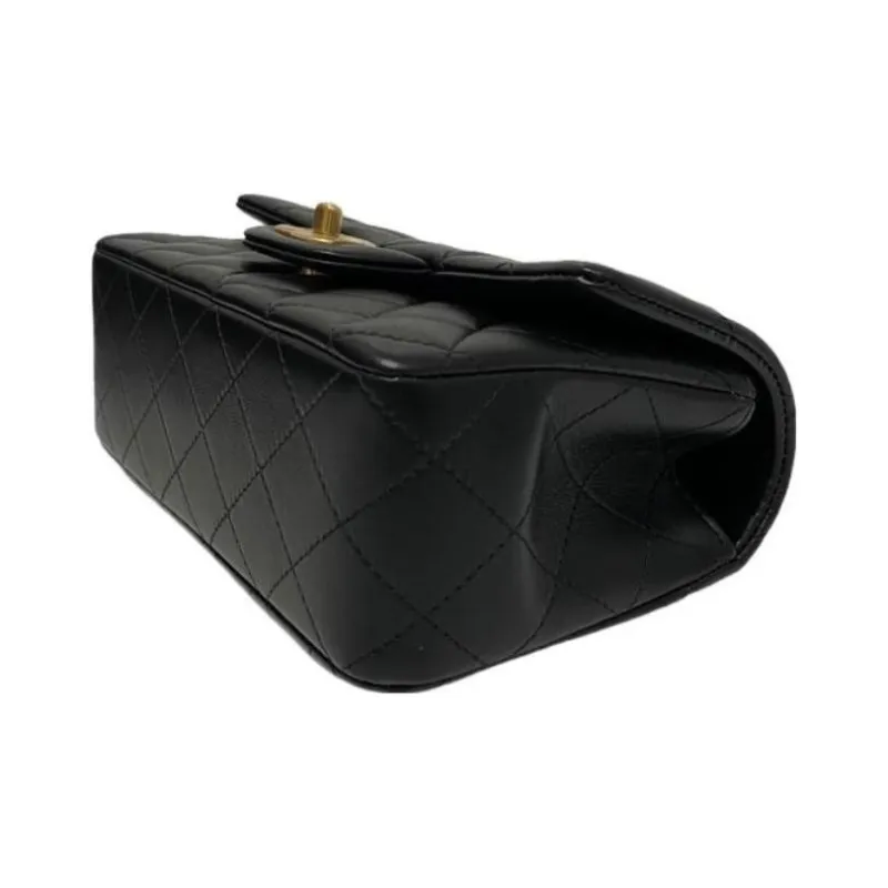 CHANEL Classic Flap CF Lambskin Flap Bag Handbag, Shoulder Bag, Crossbody Bag Mini Women's Black-3