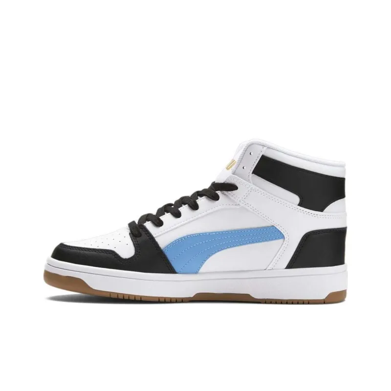 PUMA Rebound Layup Slip-Resistant High-Top Skateboard Shoes Men's White Black Blue-0