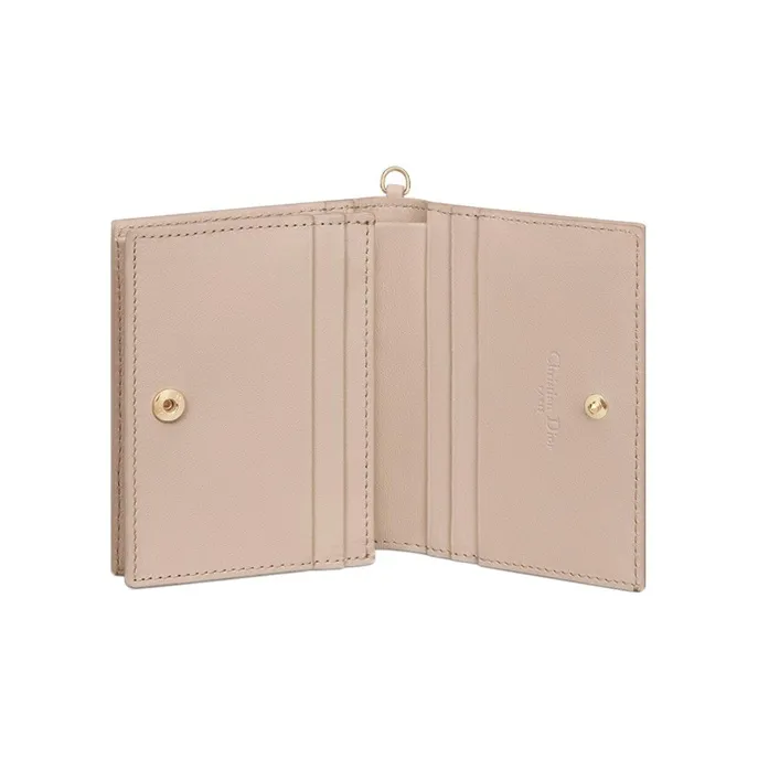 DIOR Lady Dior Lambskin Wallet Mini Women's Caramel Beige-4