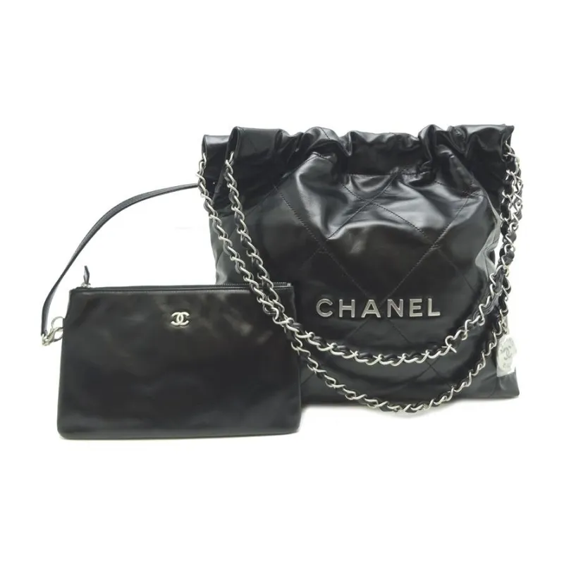 CHANEL 22Bag Cow Leather Tote Bag, Shopping Bag, Crossbody Bag, Shoulder Bag Medium Size Women's Black-3