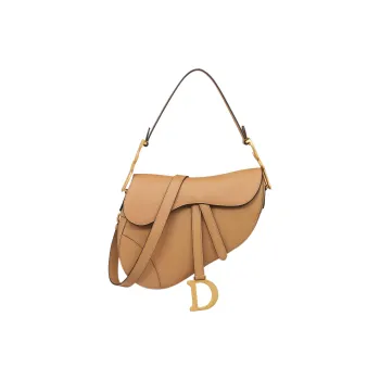 DIOR Saddle Grained Calfskin Saddle Bag Shoulder Bag Crossbody Bag Handbag Women's Tan