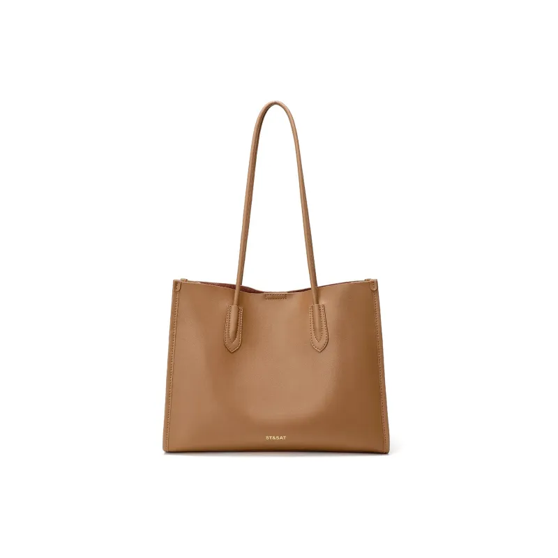 ST&SAT Cow Leather Tote Shoulder Bag Handbag Large Size Women's Dark Brown/Black-0