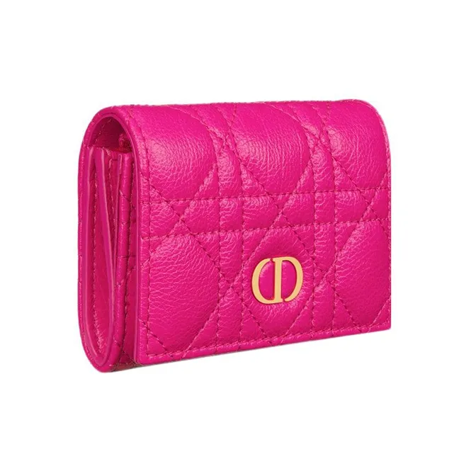 DIOR Caro Soft Calfskin Wallet Extra Small Women's Rose Red-1