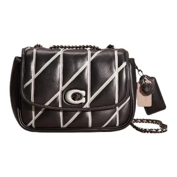 COACH Pillow Madison Nappa Leather Pillow Bag Handbag, Shoulder Bag Medium Size Women's Black
