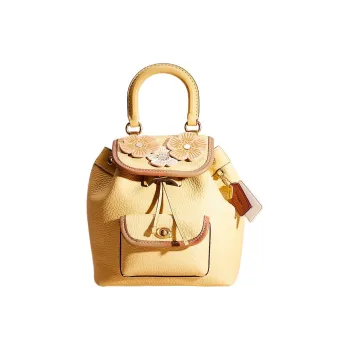 COACH Riya Glove Tanned Leather Backpack Medium Size Women's Lemon