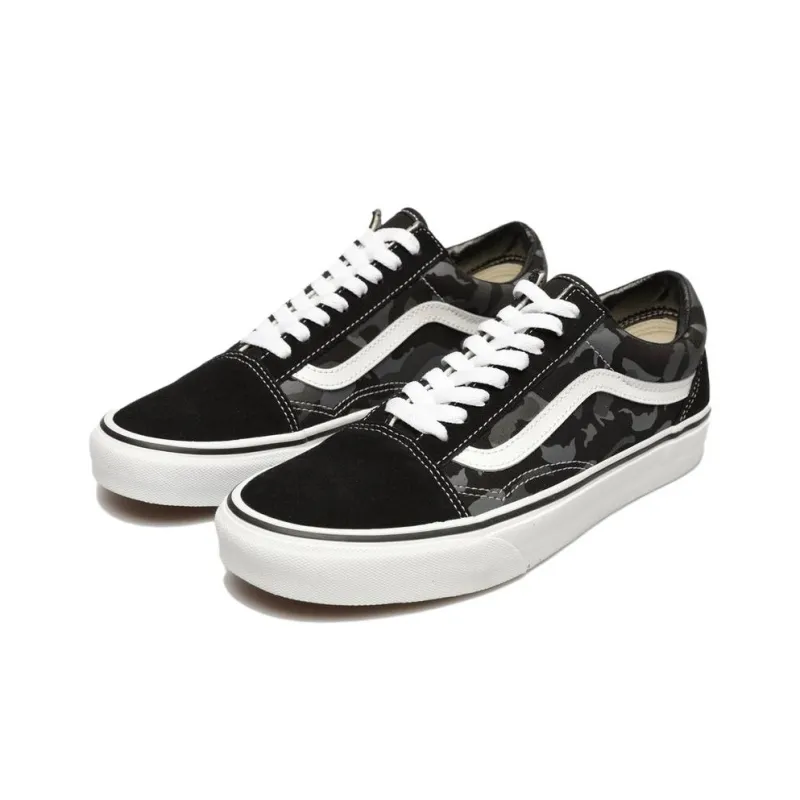 Vans Old Skool Cushioning, Wear Resistant Low Top Skateboard Shoes Unisex Camouflage Black-2