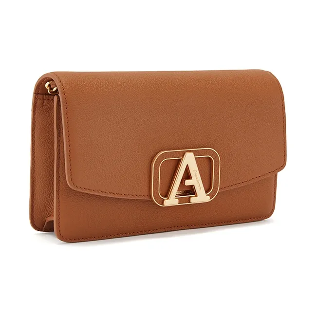 AQUASCUTUM Embossed Cow Leather Crossbody Bag Shoulder Bag Backpack Women's Brown & Black-9