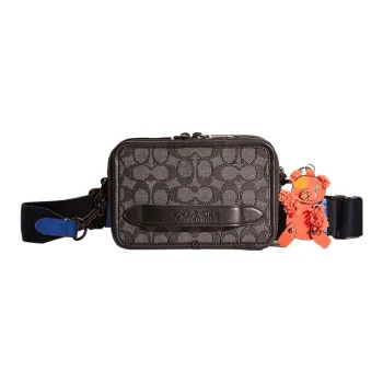 COACH Charter Fabric With Leather Camera Bag Shoulder Bag Crossbody Bag Small Size Men's Charcoal Gray