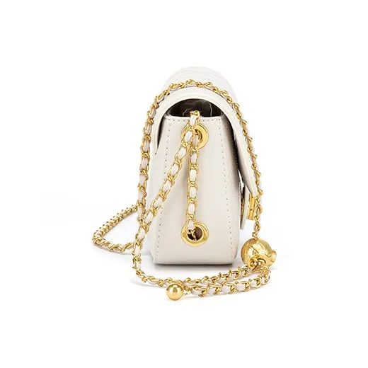 Simvay Clos Cow Leather With Microfiber Shoulder Bag Trumpets Women's White Diamond Pattern-5