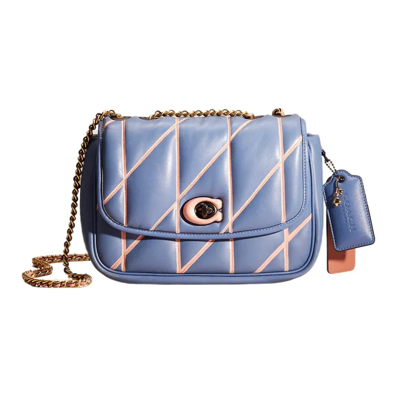 COACH Pillow Nappa Leather Pillow Bag Crossbody Bag Shoulder Bag Women's Blue & Pink-0