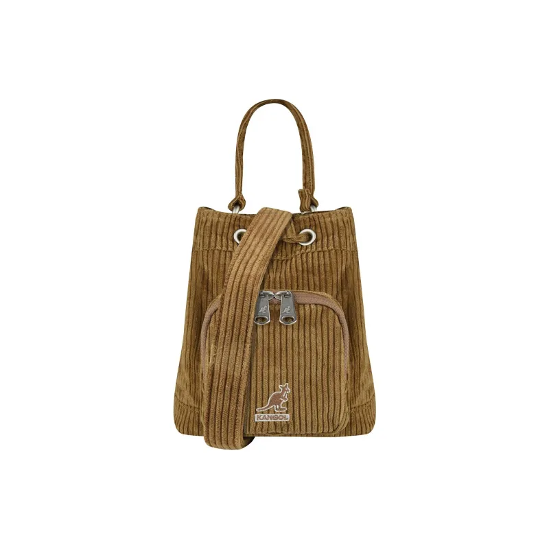 KANGOL Corduroy Bucket Bags One Shoulder Handbags Unisex Brown-0