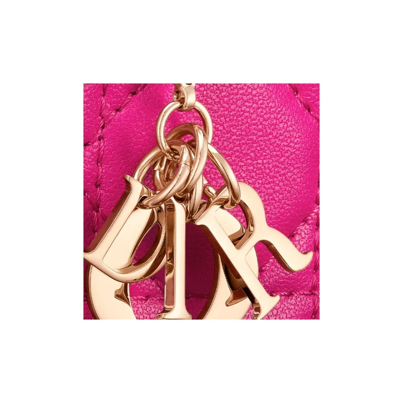 DIOR Lady Dior Lambskin Card Holder Women's Rose Red-4