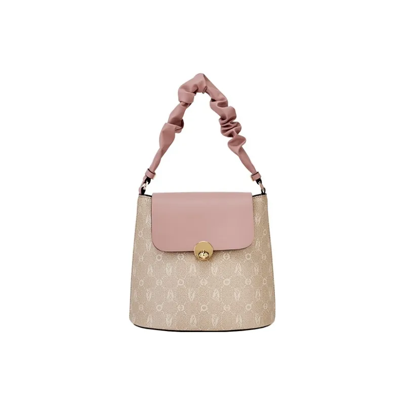 Hush Puppies Synthetic Leather Shoulder Bag Medium Size Women's Khaki/Beige Apricot/Coffee-6