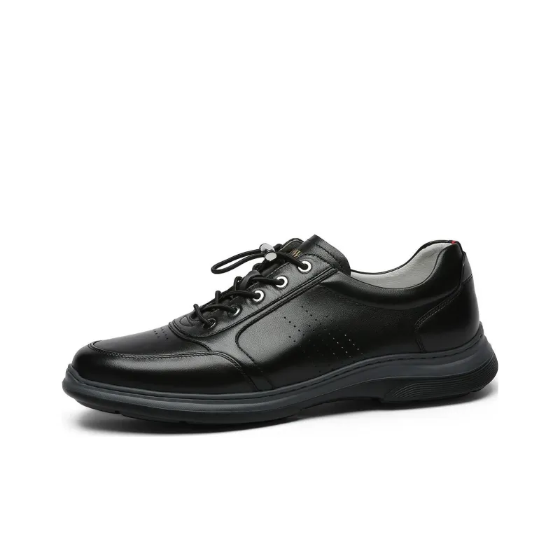 CROWN Cushioning, Wear Resistant Low Top Casual Shoes Men's Black One Yard Larger-0