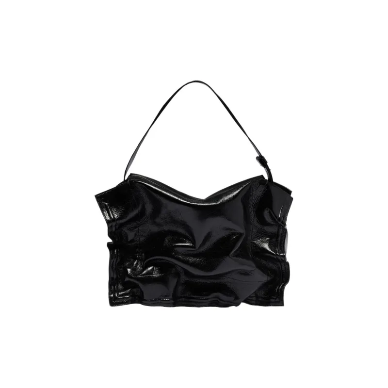 YProject Cow Leather Handbag Women's Metallic Black-2
