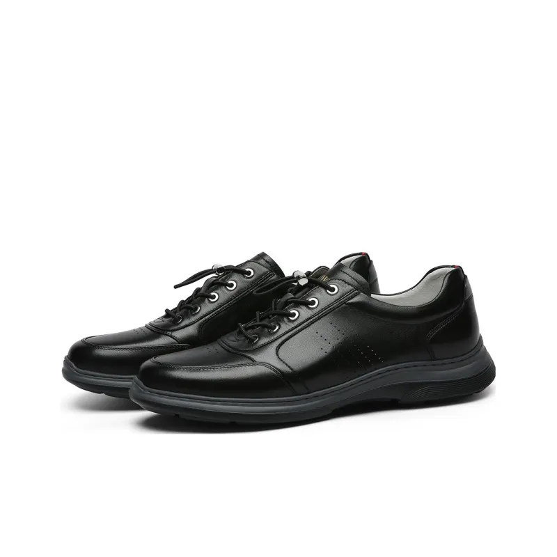 CROWN Cushioning, Wear Resistant Low Top Casual Shoes Men's Black One Yard Larger-1