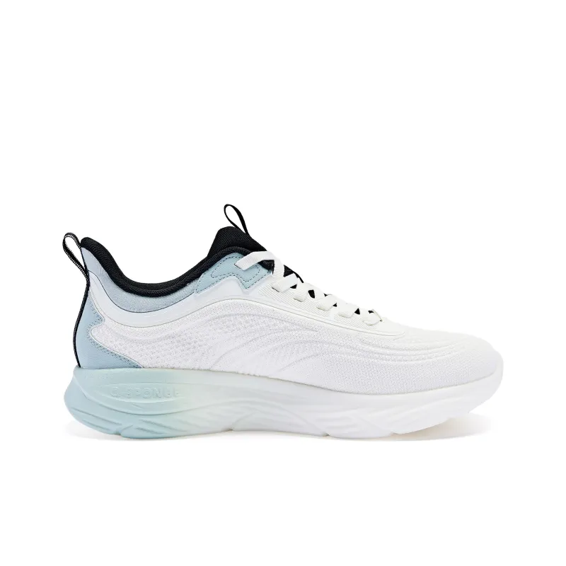 QIAODAN Cushioning Wear Resistant Low Top Running Shoes Men's White Green-1