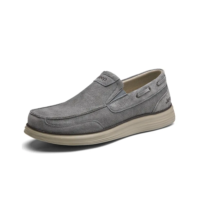 Jeep Durable Cushioning Low Top Canvas Shoes Men's Light Gray-2