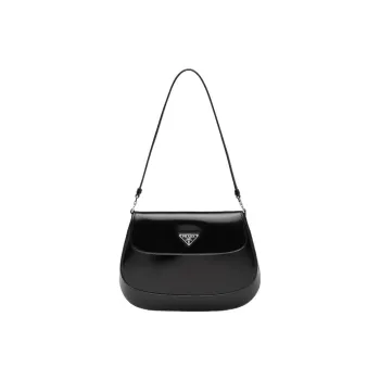 PRADA Cleo Leather Shoulder Bag Women's Black