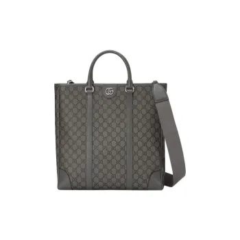 GUCCI Ophidia Canvas With Leather Tote Bag, Shopping Bag, Handbag Men's Gray Black