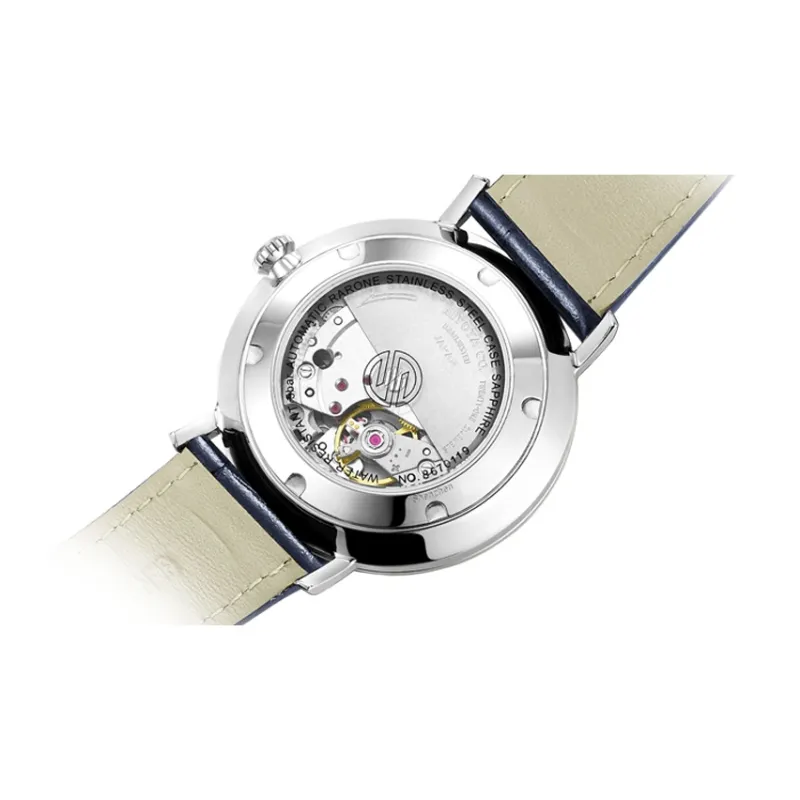 RARONE Master Collection Elegance Mechanical Movement Genuine Leather Strap Watch Men's Watches White Dial-8